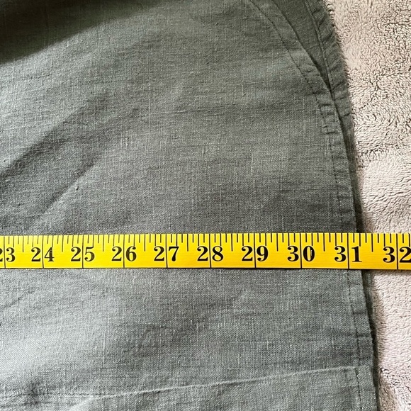 NWOT Chico’s 100% Linen Duster Slits Longline  Lagenlook Army Green Size 8/10 - Picture 10 of 10